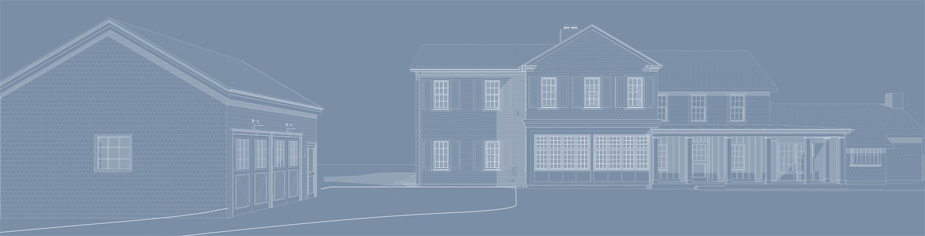 Further Lane — South View with Garage, Perspective Drawing