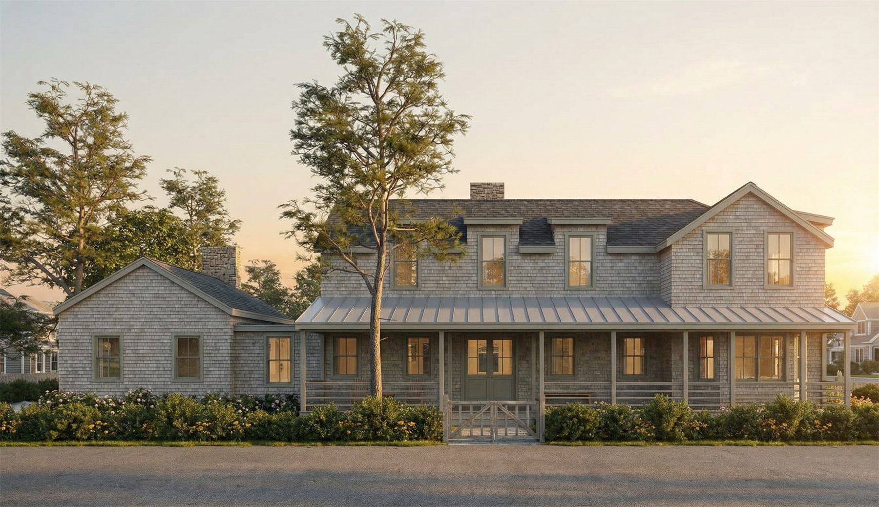 Jericho Path — South Elevation at Dusk