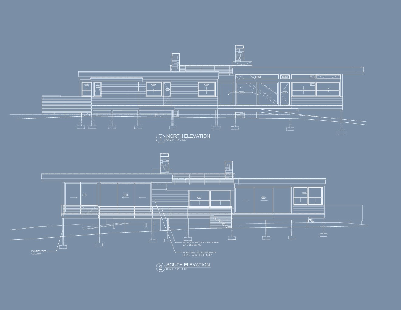 Pond House — North and South Elevations