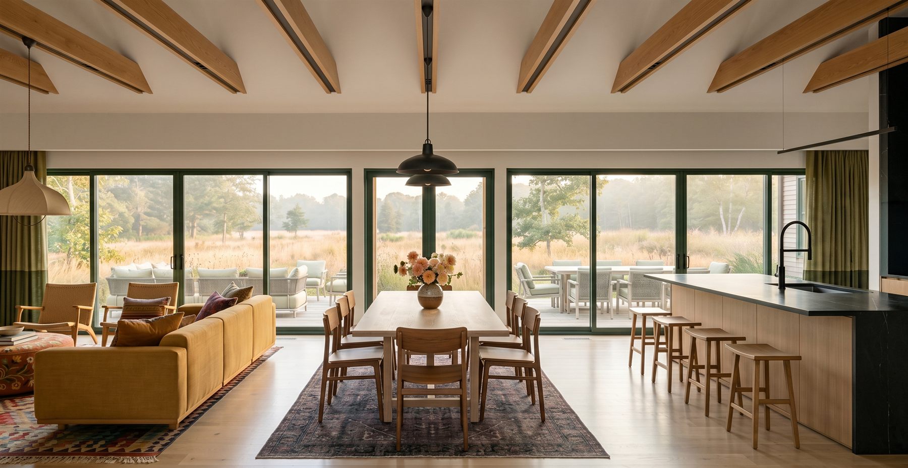 Red Coat Hill — dining room looking out to the meadow
