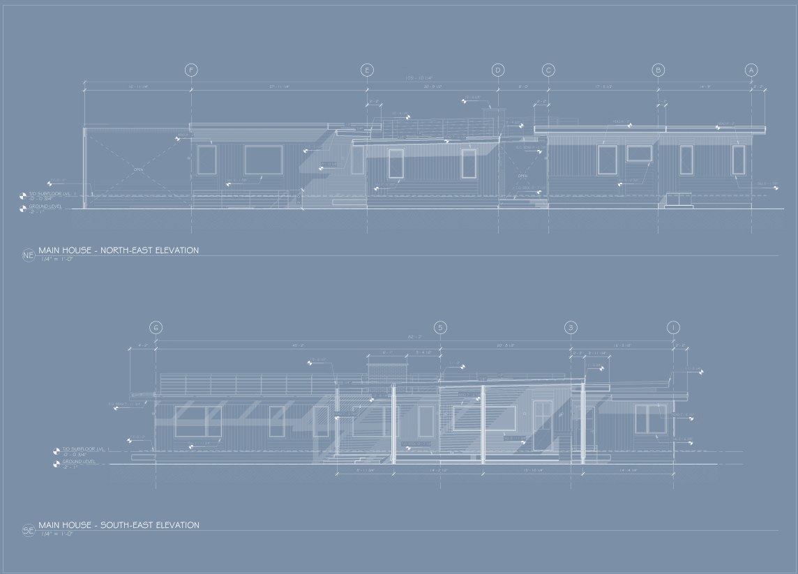 Runner Road — North-East and South-East Elevations